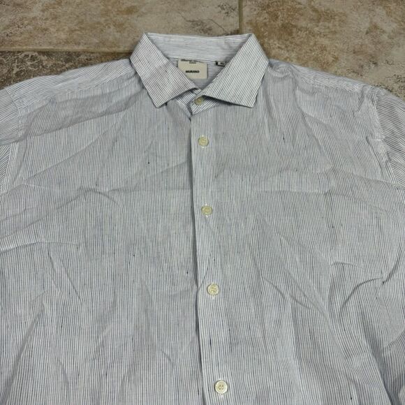 Murano Baird McNutt Linen Button Down Shirt Mens XL Non Iron Blue Long Sleeve - Picture 2 of 11